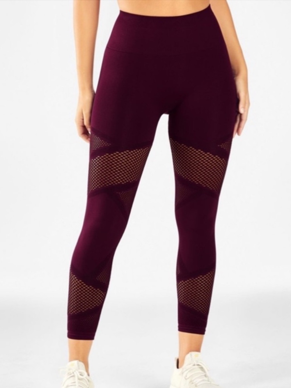 Fabletics 7/8 Leggings Burgundy Mosaic mesh